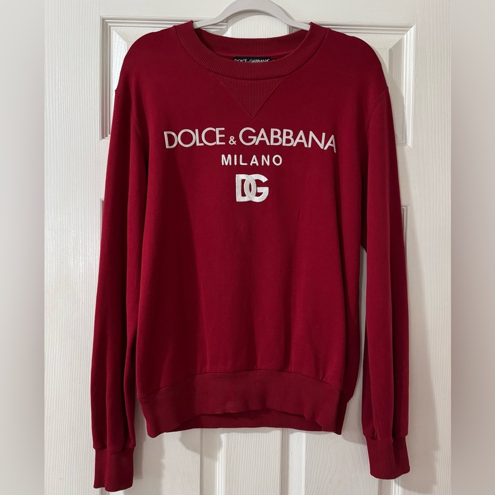 DOLCE & GABBANA Signature Logo Crewneck Sweater in Red
